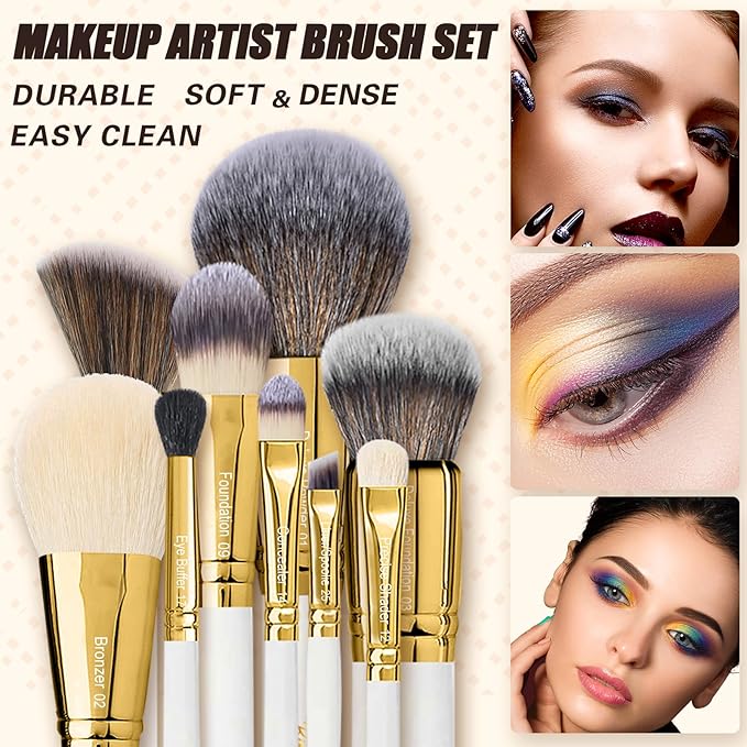 Professional Makeup Brushes Set Premium Quality Goat Hair Synthetic Fiber Powder Foundation Highlight Concealer Eyeshadow Blending By Bueart Design-Velvo Beauty