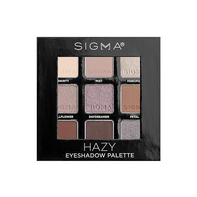Sigma Beauty On-the-Go Eyeshadow Palette - Hazy - 9 Bold Eyeshadow Shades in Matte, Shimmer and metallic Finishes - Highly Pigmented Vegan Eye Makeup Palette - Clean Beauty Products-Velvo Beauty