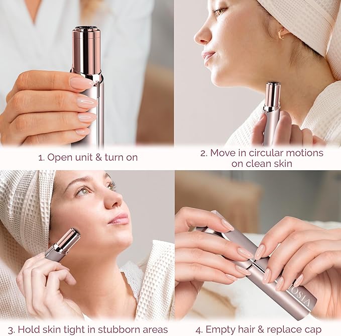 Facial Hair Removal for Women | Electric Razor Device Small Mustache Dermaplaning Remover Tools Tweezers Epilator Trimmer Face Dermaplane Shavers Beauty Gadgets Set Accessories by VISOFO (Andalusite)-Velvo Beauty