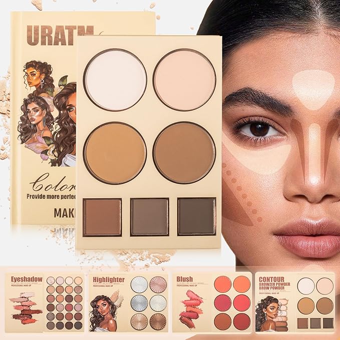 4-Layer Book-Style Foldable Makeup Palette Set | Portable & Long-Lasting | Contour Blush Highlight Eyeshadow, Professional 43 Shades, Suitable for Multiple Skin Tones & Makeup Looks, Gift Idea-Velvo Beauty