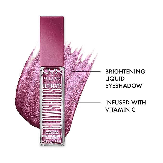 NYX PROFESSIONAL MAKEUP Ultimate Glow Shots, Liquid Eyeshadow, Long-Lasting Shimmer Eye Shadow with Vitamin C - Plum Player-Velvo Beauty