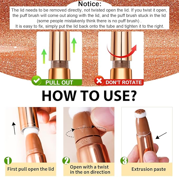Liquid Highlighter Beauty Wand, Highlight Bronzer Stick with Cushion Applicator, Smooth Shimmer Finish, Lightweight Silky Cream Face Makeup Stick,Cruelty-free (Gold)-Velvo Beauty