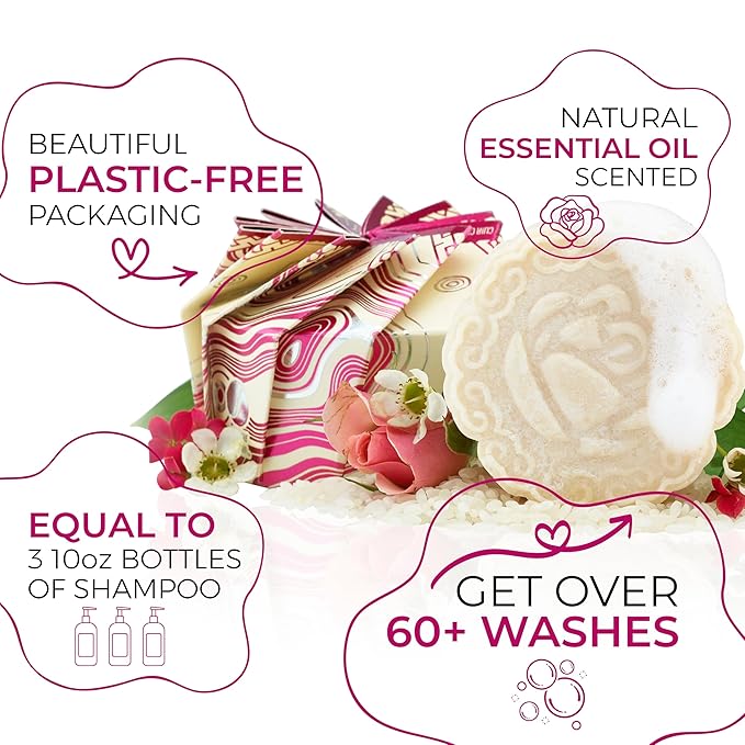 Viori Chamomile Rose Essential Oil Shampoo Bar Made with Rice Water - Handcrafted All Natural Shampoo Bars - Sulfate Free-Velvo Beauty