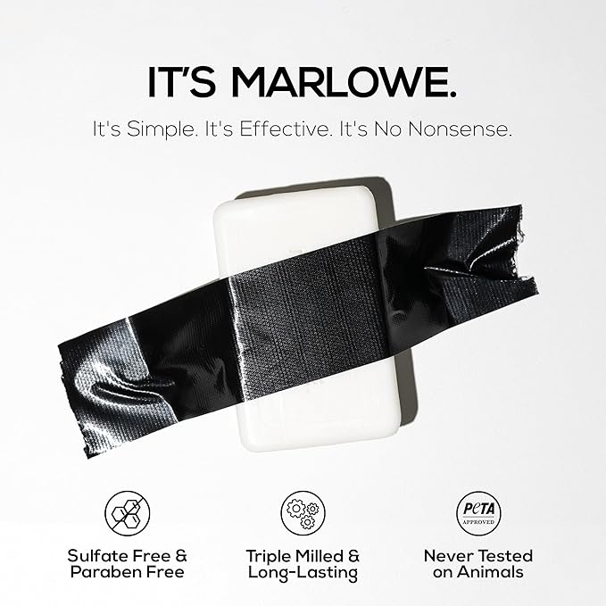 MARLOWE. No. 105 Bar Soap for Men 7 oz, Moisturizing Body Soap, Nourishing & Refreshing with Natural Extracts, Shea Butter, Olive Oil & Green Tea Extracts, Original Sage & Fir Scent-Velvo Beauty