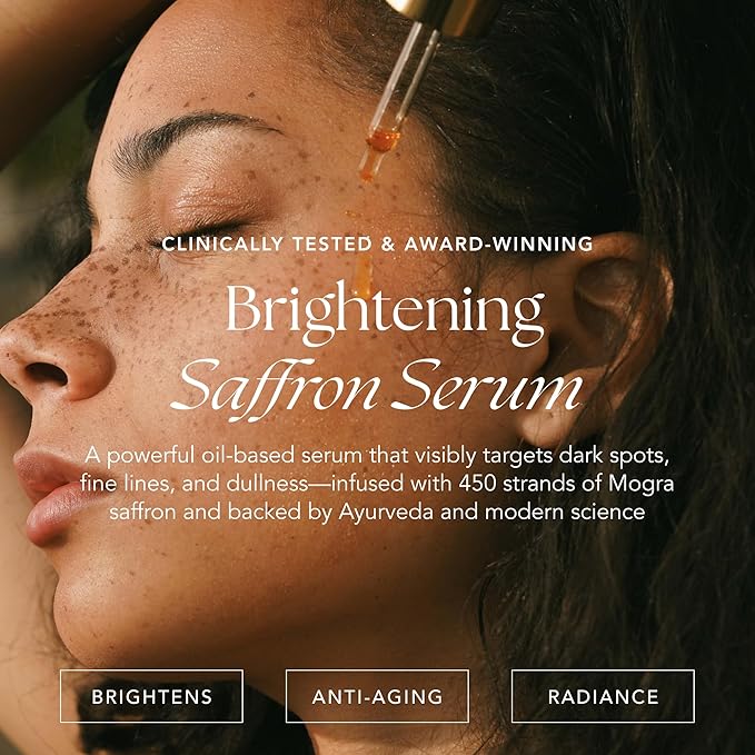Brightening Saffron Serum - Discoloration Correcting Face Serum, Dark Spot Corrector, Vitamin C Alternative & Hyperpigmentation Treatment - Leaves Skin with a Healthy Glow (1 oz)-Velvo Beauty
