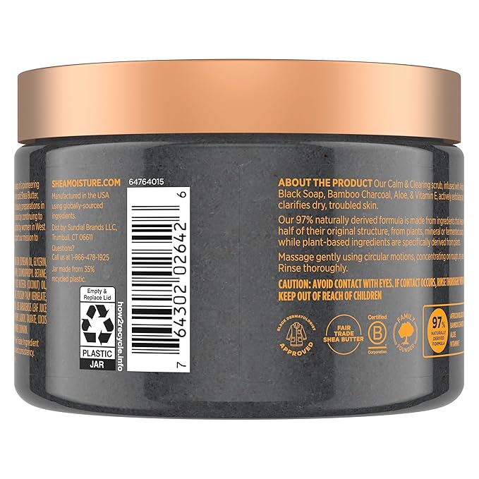 SheaMoisture Sugar Body Scrub African Black Soap for healthy, glowing skin African black soap with 24h shea moisture nutrients 12 oz-Velvo Beauty