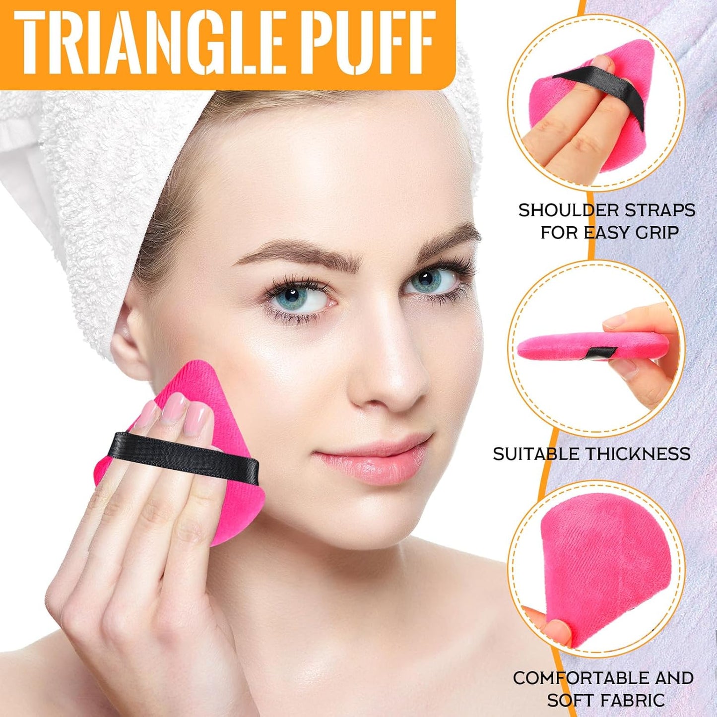 Meanplan 100 Pcs Powder Puff Face Soft Makeup Sponge Triangle Powder Puffs for Loose Velour Cosmetic Foundation Wet Dry Sponge Makeup Tools(Vivid Colors)-Velvo Beauty