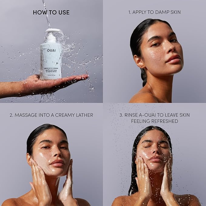 OUAI Detox Facial Cleanser - Deep Cleansing Face Wash with Glycolic Acid, Niacinamide & PHA - Removes Sweat, Dirt & Oil Without Drying - Gentle Face Cleanser for Post-Workout (7.8 Fl Oz)-Velvo Beauty