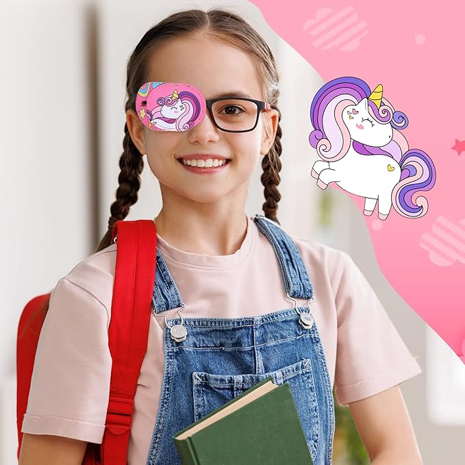 Newcotte 12 Pcs Eye Patch for Kids Girls Boys Reusable Eye Patch for Glasses over the Lens Colorful Eye Patch Toddler Eye Patch Adorable Kids Eye Patches Assorted Eye Patch Cover (Cute)-Velvo Beauty