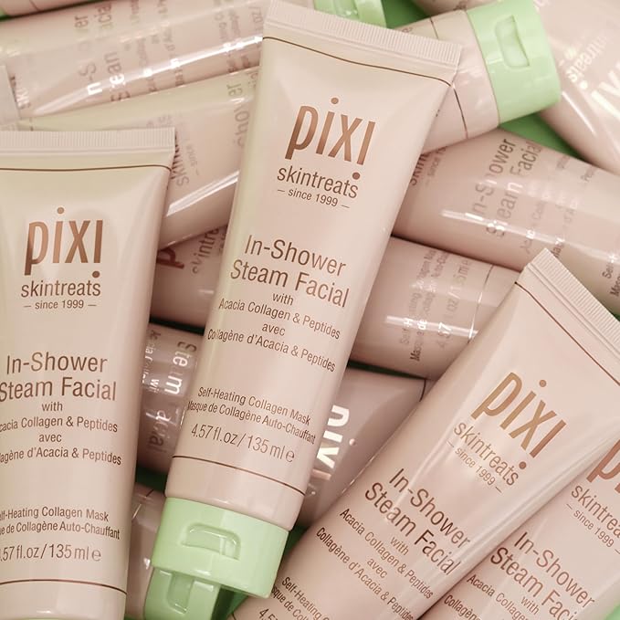 Pixi In-Shower Steam Facial | Gel-to Oil Cleanser for Radiant Skin | Deeply Nourishes, Softens & Tones | Self-heating for Use in Shower or Bath | 4.6 fl oz/ 135 ml-Velvo Beauty