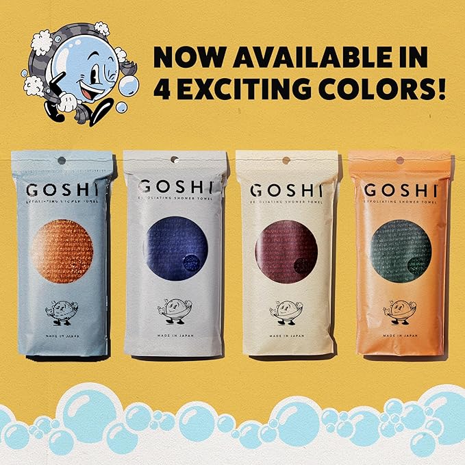 GOSHI Exfoliating Shower Towel - Rip-Resistant Exfoliating Washcloth for All Skin Types - Indigo Blue - Made in Japan-Velvo Beauty