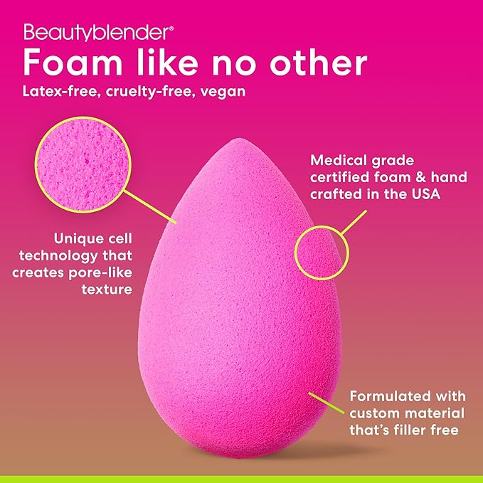 Beautyblender® | Original Pink + Nude Beauty Blender 2-Piece Bundle for Blending Foundations, Powders, and Creams, Super-Soft Foam for Streak-Free Application, Made in the USA, Reusable, Washable-Velvo Beauty