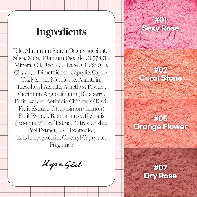 Hope Girl 3D Powder Blusher 0.17oz | Skin-Loving Korean Mini Blush for Cheeks and Eye Makeup w/Allantoin | K Beauty Cool Toned Vibrant Sunkissed Fine Powder Makeup Blush Cosmetics (#02 Coral Stone)-Velvo Beauty