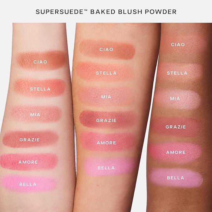 Saie SuperSuede Baked Blush - Talc-Free Powder Blush for All Day Wear - Enriched with Plant-Derived Squalane + Glycerin to Help Moisturize Dry Skin - Stella (0.1 Ounce)-Velvo Beauty