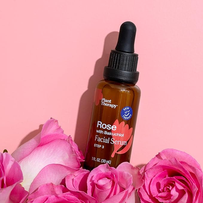 Plant Therapy Rose with Bakuchiol Facial Serum 1 oz with Rose Extract, Rosehip Seed Oil, and Carrot Seed Oil, Reduces the Appearance of Fine Lines & Wrinkles-Velvo Beauty