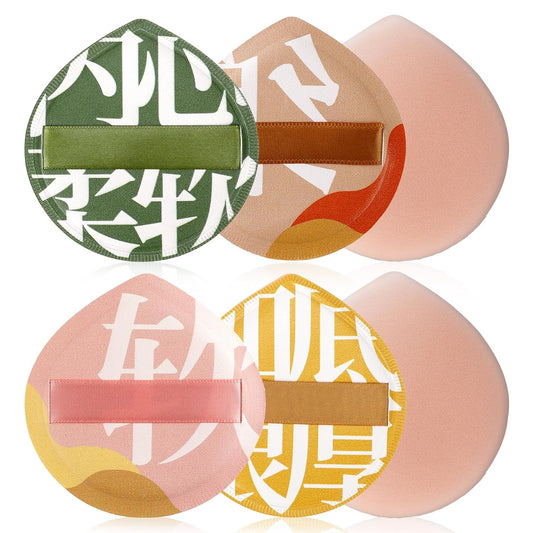 4 PCS Foundation Sponge, Korean Makeup Sponge Puff Teardrop Setting Powder Puff Face Makeup Cushion Puff Soft Beauty Blender Sponge for Concealer Liquid Cream and Powder, Beginner Friendly, Medium-Velvo Beauty