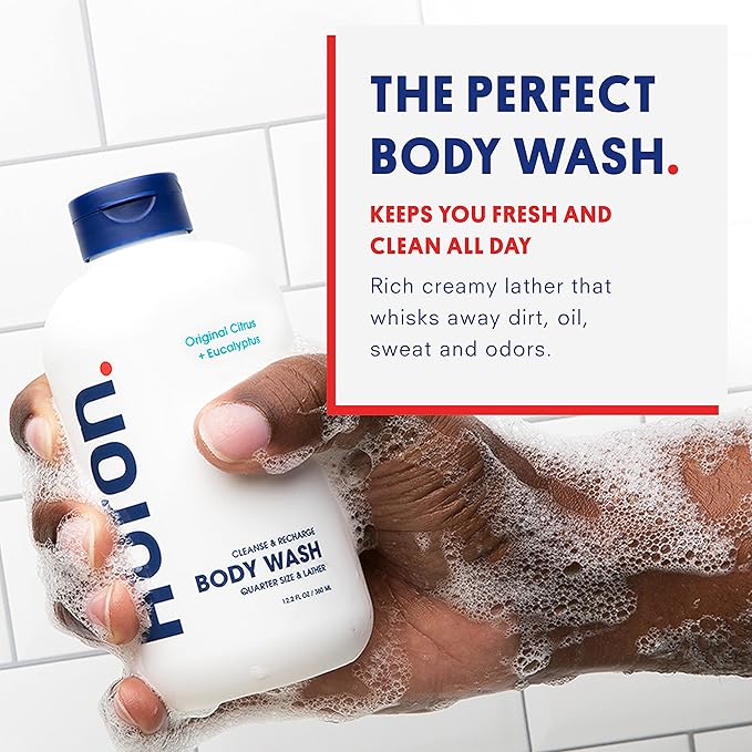 Huron Men's Moisturizing Body Wash - Crisp Citrus, Eucalyptus, Mint & Aromatic Greens Scent, 12.2 fl oz (2 Pack)-Velvo Beauty
