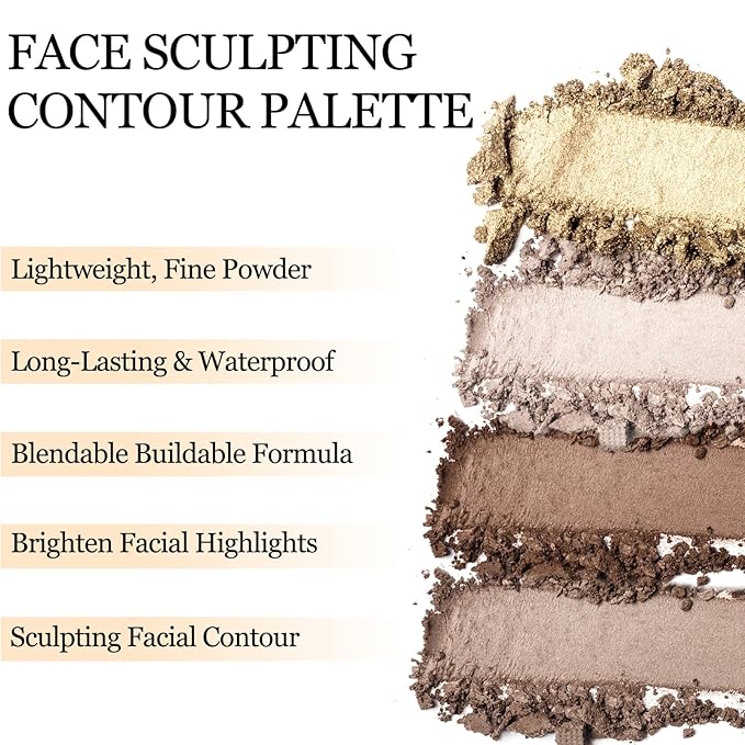 Erinde Face Highlighter Palette, Matte Face Illuminator Palette, Natural Glow Finish, Nude Beige Smooth Baked Powder, Lightweight Blendable Highlighter Makeup, 04 Bright White-Velvo Beauty