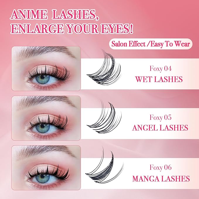 Lash Clusters - Lash Clusters Kit Mix Manga Lases 360pcs Eyelash Clusters Spiky Lases Clusters DIY at Home No Glue Included-Velvo Beauty