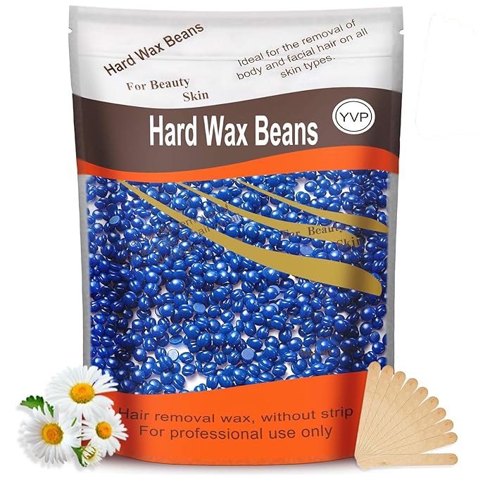 Hard Wax Beads for Hair Removal, Yovanpur Wax Beads for Sensitive Skin, Har Wax Beans for Coarse Hair, Waxing beads for Face, Eyebrow, Body, Bikini, Brazilian At Home 300g (10 Oz)/bag (Blue)-Velvo Beauty