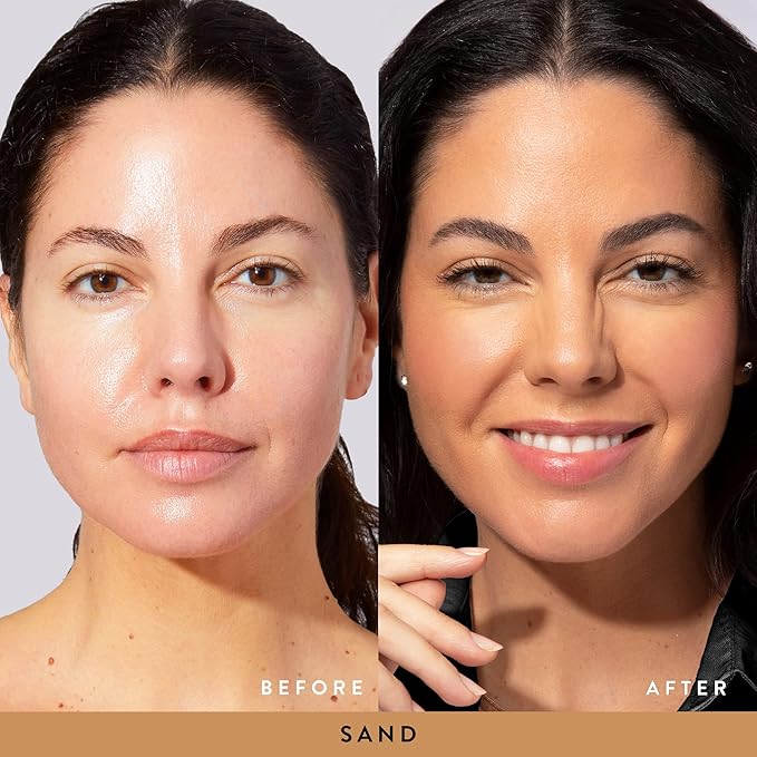 Blush-n-Glow Kit (3 PC): LAURA GELLER NEW YORK Baked Balance-N-Glow Illuminating CC Powder Foundation Sand, Retractable Kabuki Brush, Baked Blush-N-Brighten Pink Grapefruit-Velvo Beauty