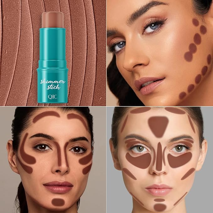 3Pcs Cream Contour Stick, with Highlighter Stick Milk Bronzer Stick Blush Stick, Face Contour Stick with Makeup Brush and Sponge, Easy to Sculpt the Face, Long Lasting, Waterproof-Velvo Beauty
