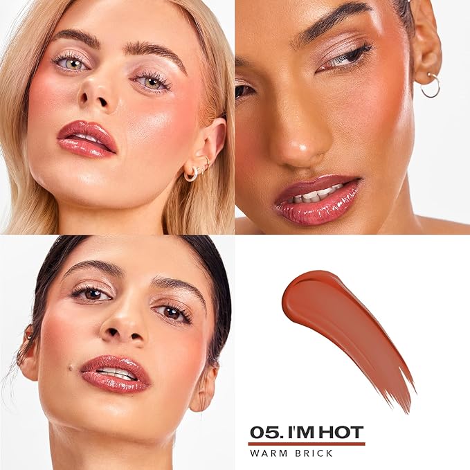 Sacheu Cheek STAY-N Liquid Blush for Cheeks — High Pigment, Buildable, Lightweight Cream Blush Infused With Squalane, for Dewy & Radiant Flushed Cheeks — Long-lasting & Cruelty Free, I'm Hot-Velvo Beauty