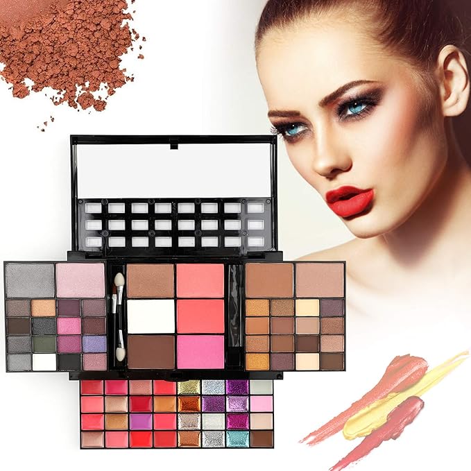 Professional Makeup Palette Set, 36 Colors Eyeshadow + 28 Lip Glosses + 4 Concealer Powder + 3 Blushers + 2 Contouring + 1 Highlight + 3 Brushes + Mirror, Make Up Palette Set-Velvo Beauty