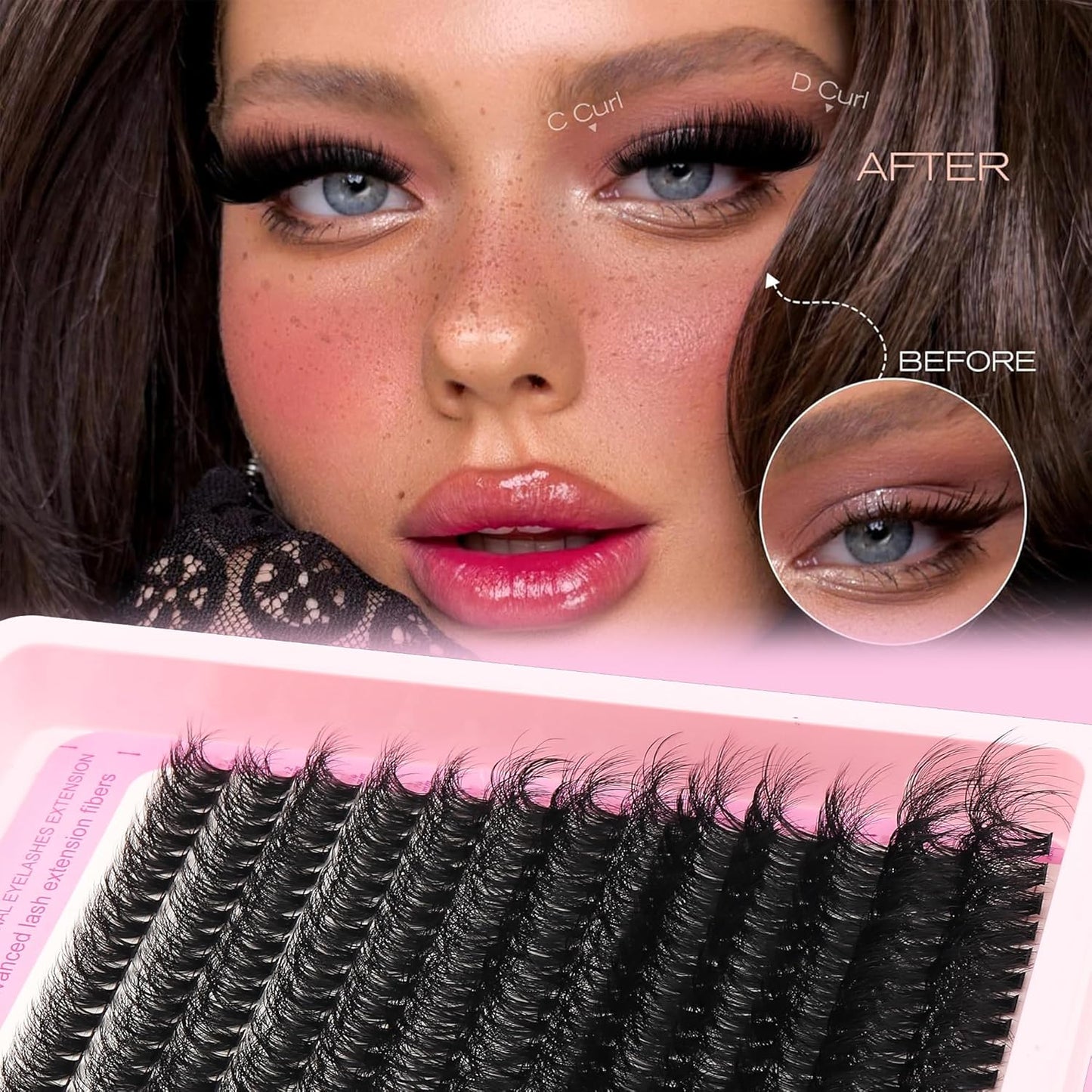 Lashes Clusters Kit Gift Packs 3 Styles 760Pcs with 2X Bond&Seal Volume Soft False Eyelash Extension 80D+100D D Curl Wispy Natural DIY Individual Fake Eyelashes Box for Beginners Bulk Pack-Velvo Beauty