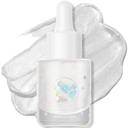 FOCALLURE Starfall Glowing Liquid Highlighter, Shimmering Body Oil, Non-Sticky Shimmer Liquid Luminizer, Non-Greasy, Face & Body Glitter Makeup for Costumes, Cosplay, Rave Festival, MOON CHILD-Velvo Beauty