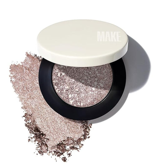 MAKE Beauty Multi-Chromatic Eye Shadow. Metal Reflecting Luminous Foil Finish Creamy, Buildable, Dimensional Long-wear, Crease-proof Powder Eyeshadow, Multichrome Shade - Quartz, Taupe-Velvo Beauty