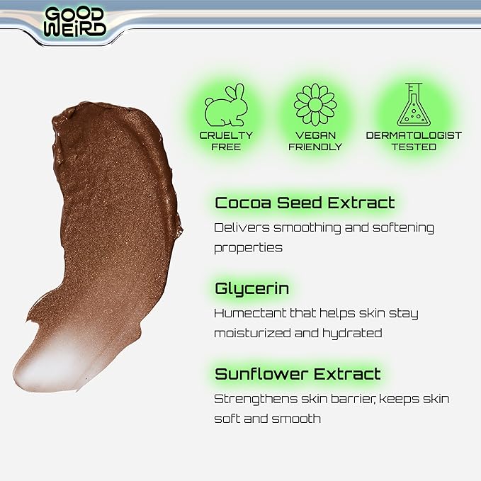 GOOD WEIRD Back From Vacay Bronzer - Vegan Liquid Face Bronzer Gel Cream for Men and Women | Natural Glow Lightweight Highlighter Makeup | Subtle Shimmer | 0.56 fl. oz. | BORA BORA (Dark Bronze)-Velvo Beauty