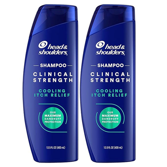Head & Shoulders Clinical Strength Dandruff Shampoo, Selenium Sulfide Dandruff Defense, Intensive Itch Relief, Seborrheic Dermatitis Relief, Cooling Menthol, 13.5 Fl Oz Each, 2 Pack-Velvo Beauty