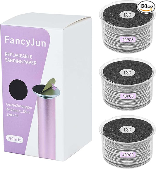 120PCS Fine 180 Grit Replaceable Sandpaper Discs for Electric Foot Callus Removers - 42mm Ultra-Soft Foot File Refills - Gentle Polishing & Baby-Smooth Finish-Velvo Beauty