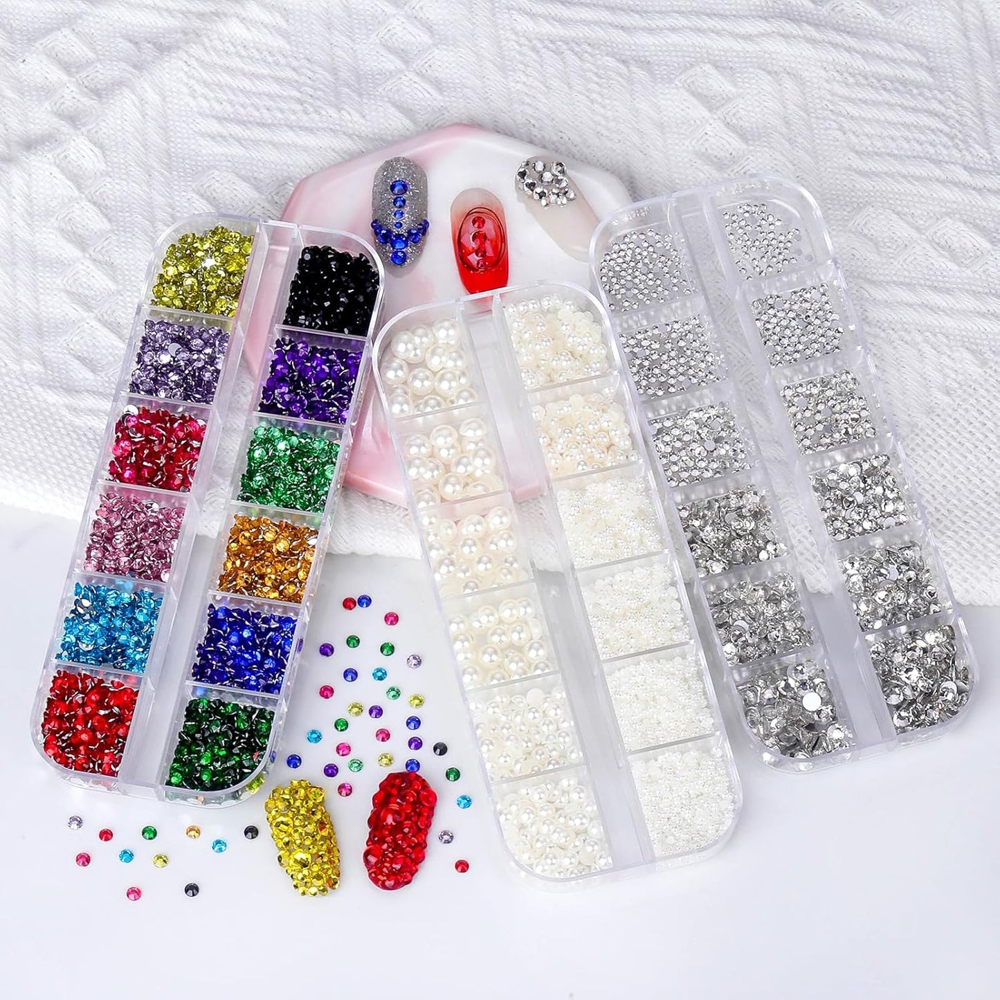 Flatback Rhinestones Half Pearls for Crafting, 1.6-4mm Colorful Rhinestones and 1.5-6mm Small Pearls for Bedazzling, Clothes and Nails Art-Velvo Beauty