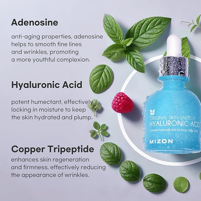 MIZON Hyaluronic Acid 100 Serum – Pure Hyaluronic Acid for Deep Hydration, Plumping & Skin Barrier Support – Lightweight K-Beauty Ampoule for Glass Skin Glow (1.01 fl. oz)-Velvo Beauty