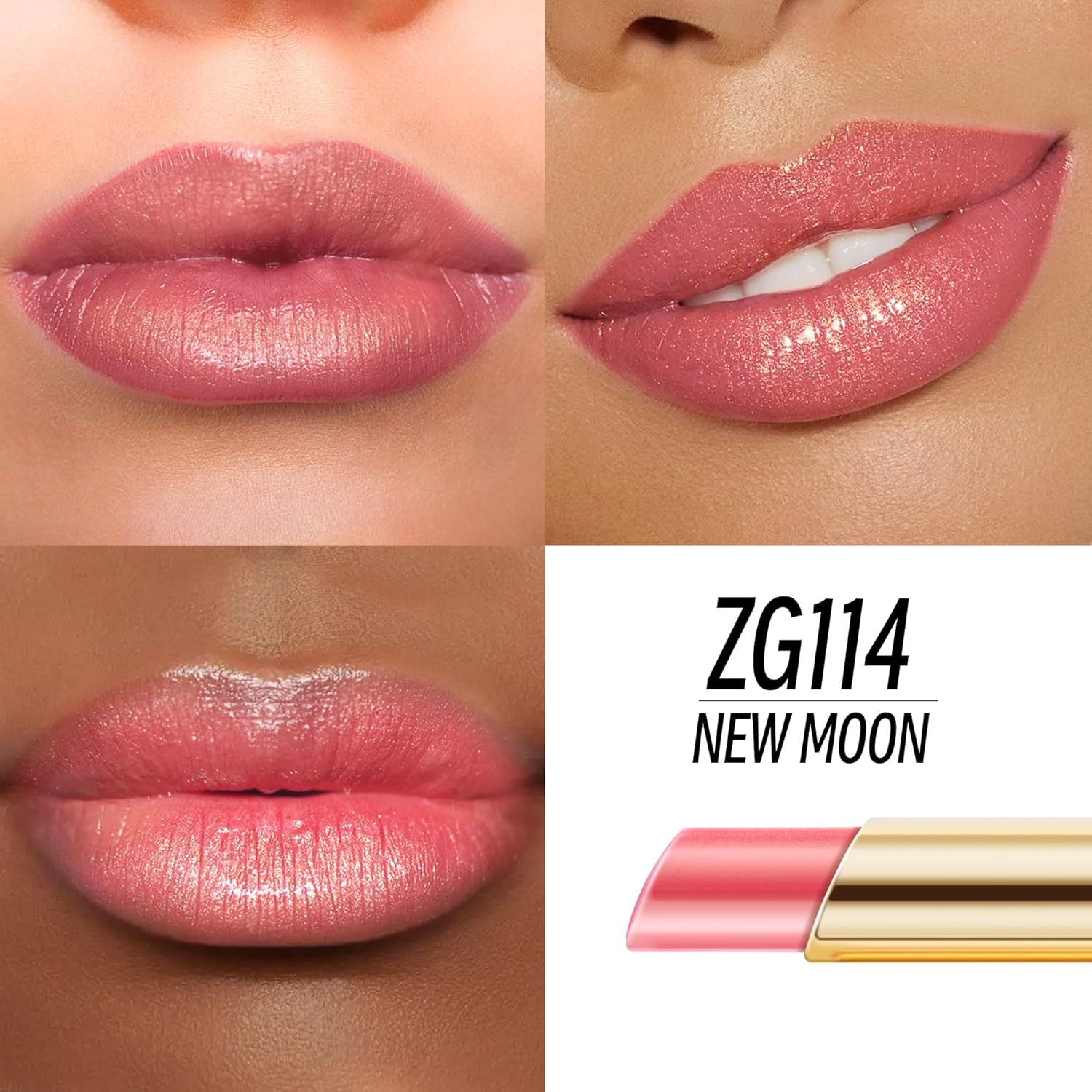Nude Pink Lipstick Moisturizing for Women Shimmer Tinted Lip Balm Hydrating Nourishing Lip Gloss Vegan& Cruelty Free Lip Makeup, ZG114 New Moon-Velvo Beauty