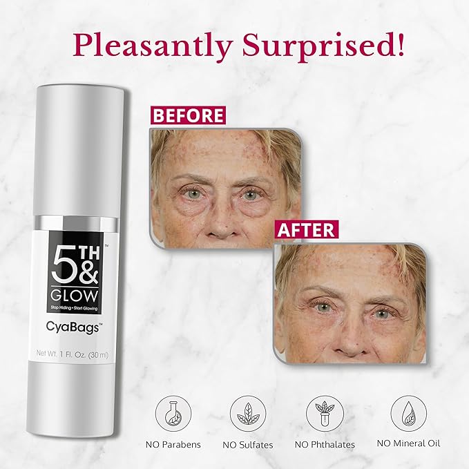 5th & Glow Cyabags Line Smoother, Instant Eye Puffiness Reducer, Reduce Fine Lines, Wrinkles, and Under Eye Bags, 1 oz-Velvo Beauty