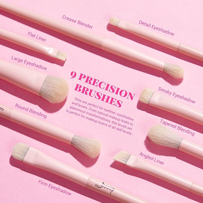 Jessup Pink Makeup Brushes Set 14Pcs Make up Brushes Premium Vegan Foundation Concealer Blush Eyeshadow Eyeliner Powder Highlighter Blending Face Brush Set with Gift Box, T495-G-Velvo Beauty