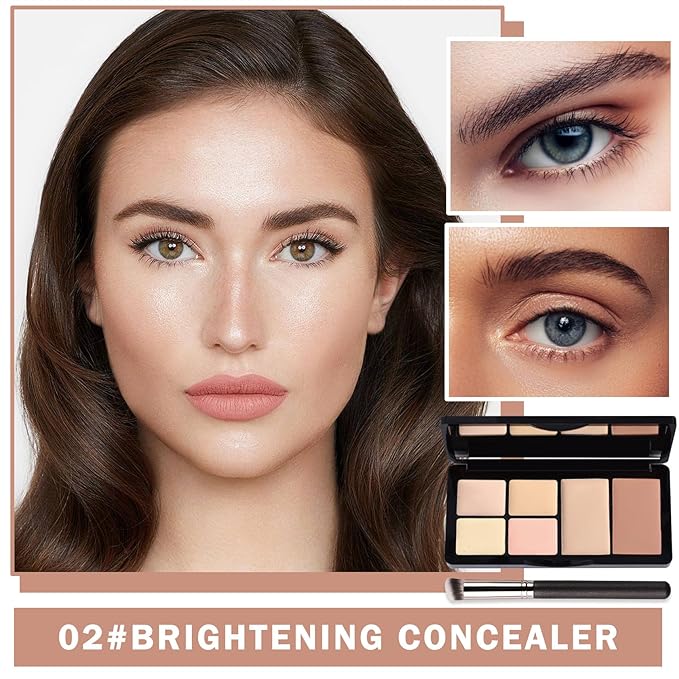 Color Corrector Palette Concealer Contour Palette Natural Brighten Long Lasting Highlighter Correcting Concealer Cream Foundation Palette For Flawless Skin Tone (Set B + Brush #270)-Velvo Beauty