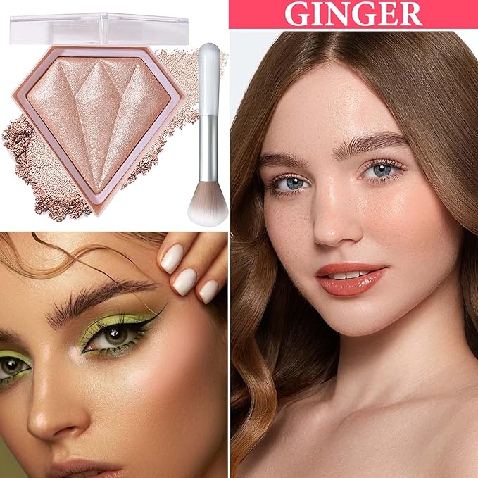 Face Glitter Blush Shimmer Waterproof Highlighter Blusher Powder,Facial Contour Corrector Long Lasting Glitter Illuminator Highlighter Palette Shimmer Highlight Makeup Palette(04#)-Velvo Beauty