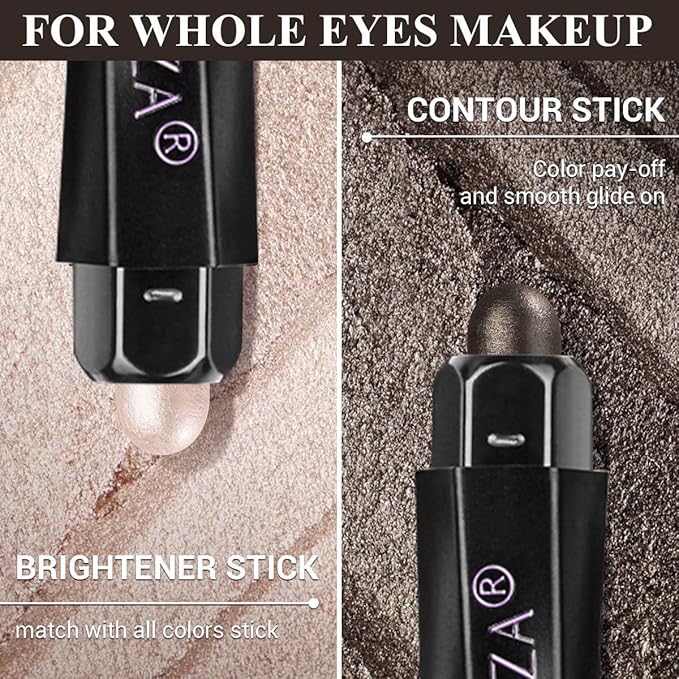 6PCS Cream Eyeshadow Stick Makeup Sets, Metallic And Matte Shimmer Eye Shadow Eye Brightener Stick Pencil Crayon, B02-Fall Brown-Velvo Beauty