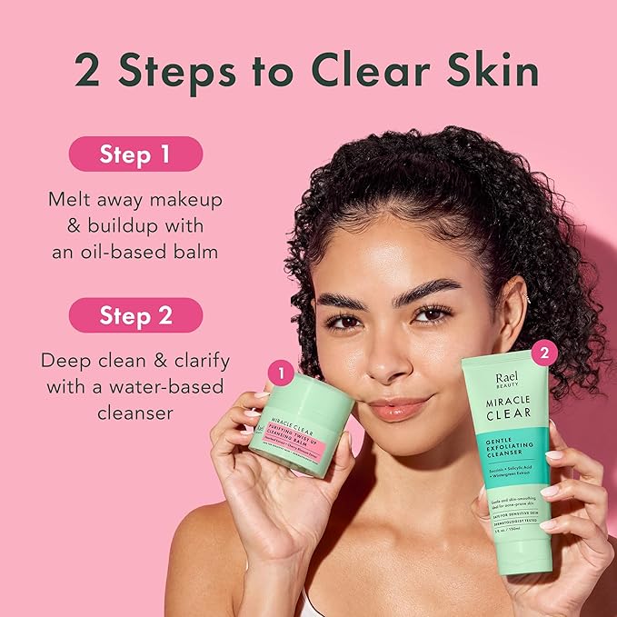 Rael Miracle Clear Cleansing Balm – Makeup Remover, Twist-Up Face Cleanser, Double Cleanse, Non-Comedogenic, with Rice Bran & Jojoba Oils, Vegan, Korean Skin Care, All Skin Types (1.69 fl oz)-Velvo Beauty