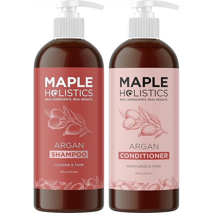 Argan Oil Shampoo and Conditioner for Dry Hair - Paraben and Sulfate Free Shampoo and Conditioner Set for Dry Hair Frizz Curl Care and Split Ends - Moisturizing Argan Shampoo and Conditioner Set-Velvo Beauty