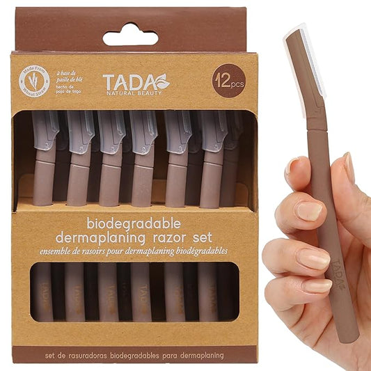 Biodegradable Wheat Straw Disposable Razors for Women – 12 Pack, Single-Color, Safety Cap – Facial & Eyebrow Razors for Unwanted Hair, Beauty Tools & Accessories(Brown)-Velvo Beauty