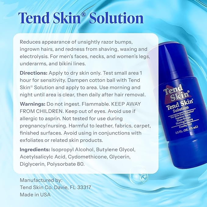 Tend Skin Razor Bump Solution Refillable Roll-On Solution For Unsightly Razor Bumps, Ingrown Hair And Razor Burns, Post Shaving and Waxing Toner for Men and Women, 2.5 Oz-Velvo Beauty