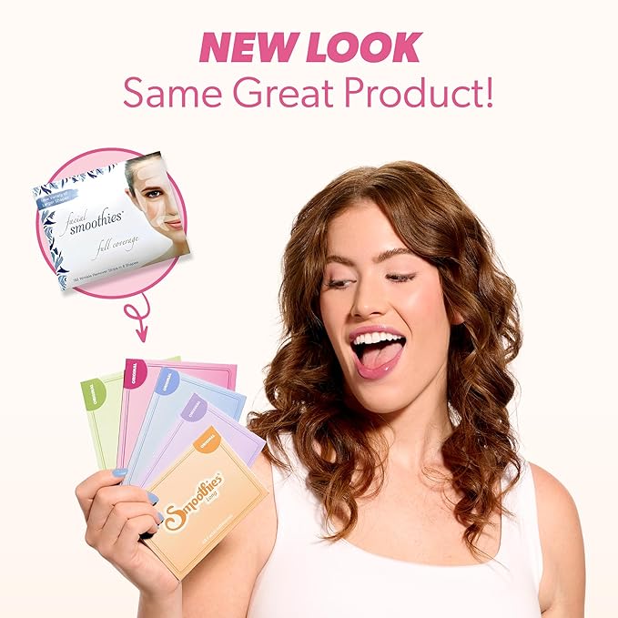 Smoothies Wide Wrinkle Patches for Face Overnight - Facial Patches for Elevens, Crows Feet and more, 144 Facial Adhesives per Box - Face Tape, Made in the USA-Velvo Beauty
