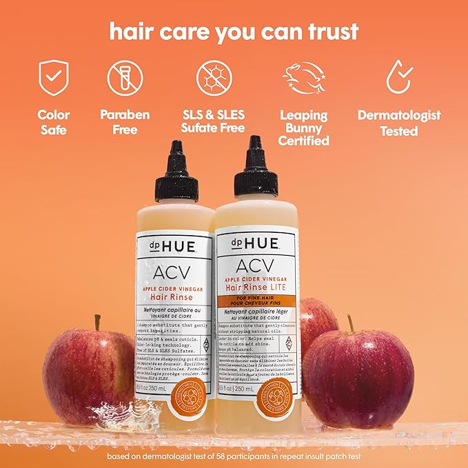 dpHUE Apple Cider Vinegar Hair Rinse Lite, 20 oz - Shampoo Alternative, Scalp Cleanser & Post Workout Rinse - Won’t Weigh Fine Hair Down - Removes Buildup & Sweat-Velvo Beauty