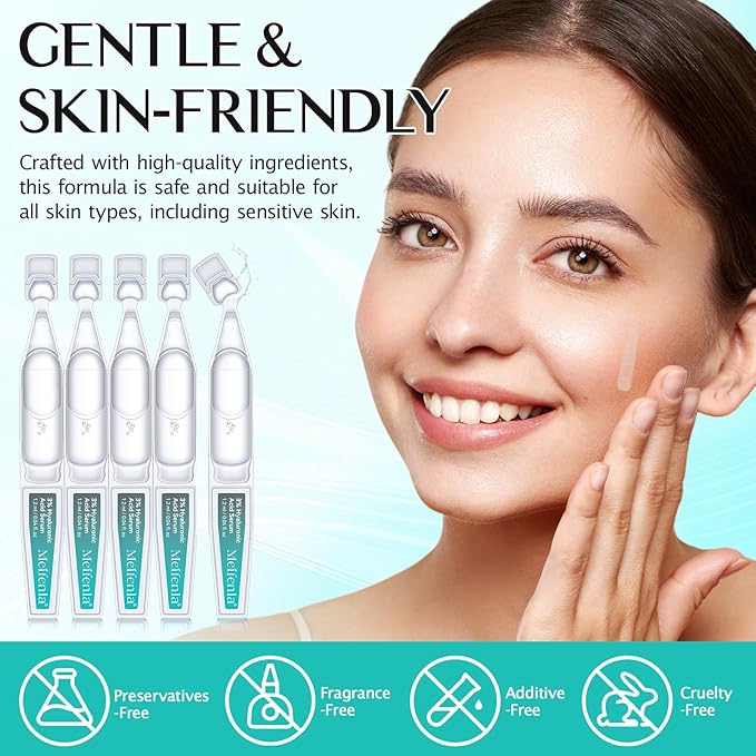 Hyaluronic Acid Serum for Face, 3% Hyaluronic Acid Serum Ultra-Hydrating Tube, Anti Aging Single-Use Vials Skincare for Dry Skin, Smoother Skin, Deep Moisturizing, Pre-Makeup Skincare - 1 Box of 30-Velvo Beauty