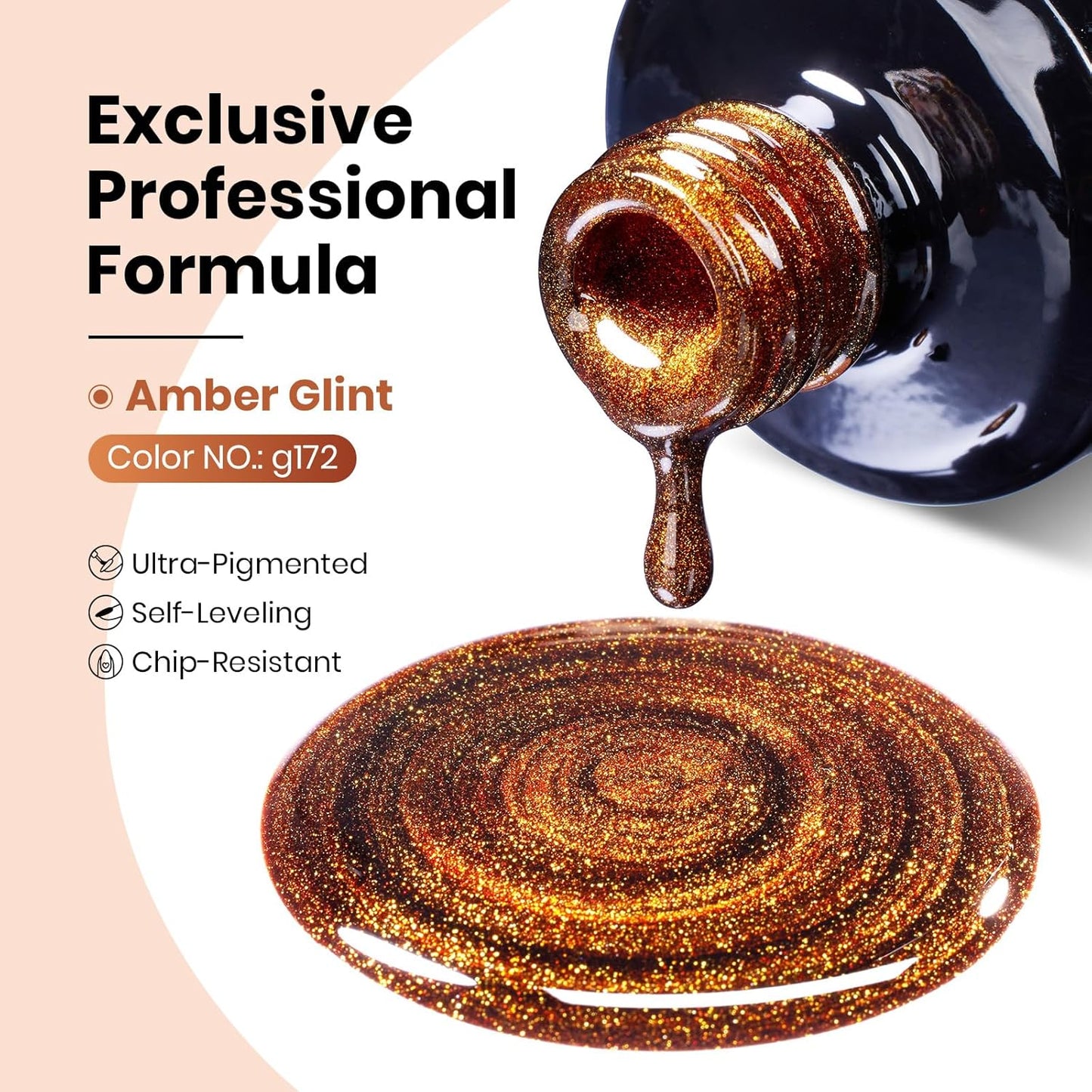 Beetles Brown Cat Eye Gel Nail Polish - Amber Glint Cat Eye Gel Polish, 15ML Fall Brown Gold Powder Magnetic Glitter Gel Polish Soak Off UV French Nail Art Salon DIY Manicure Gift for Women-Velvo Beauty